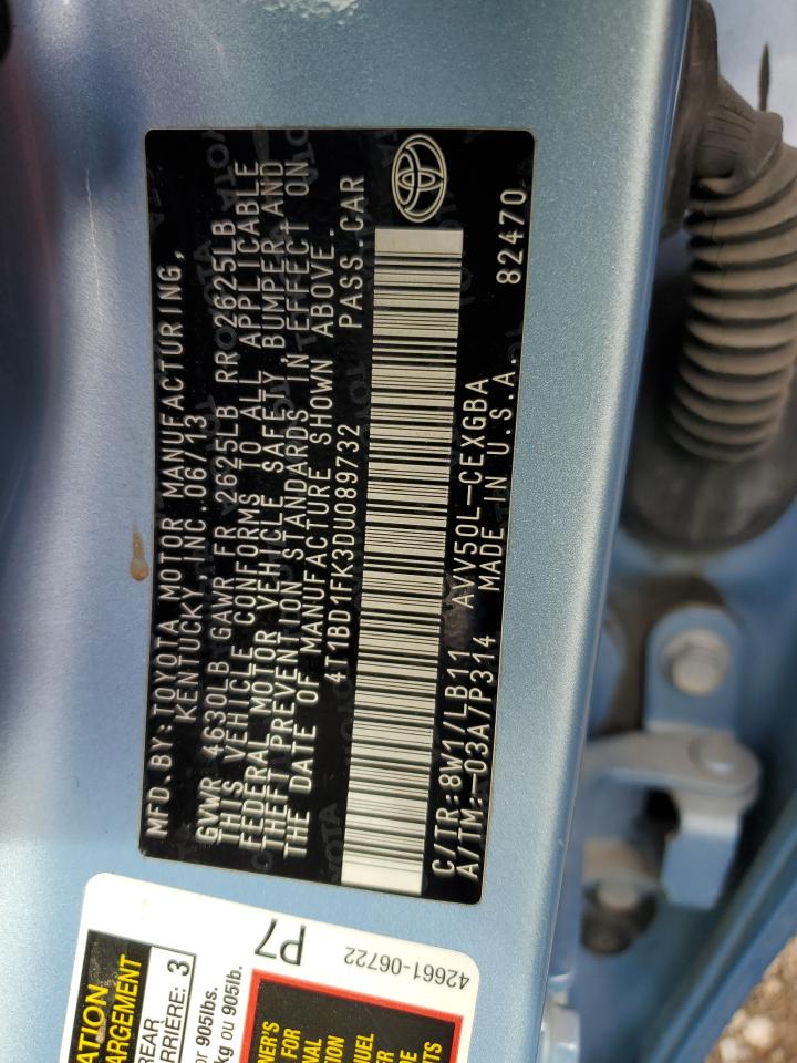 2013 Toyota Camry Hybrid VIN: 4T1BD1FK3DU089732 Lot: 82179535