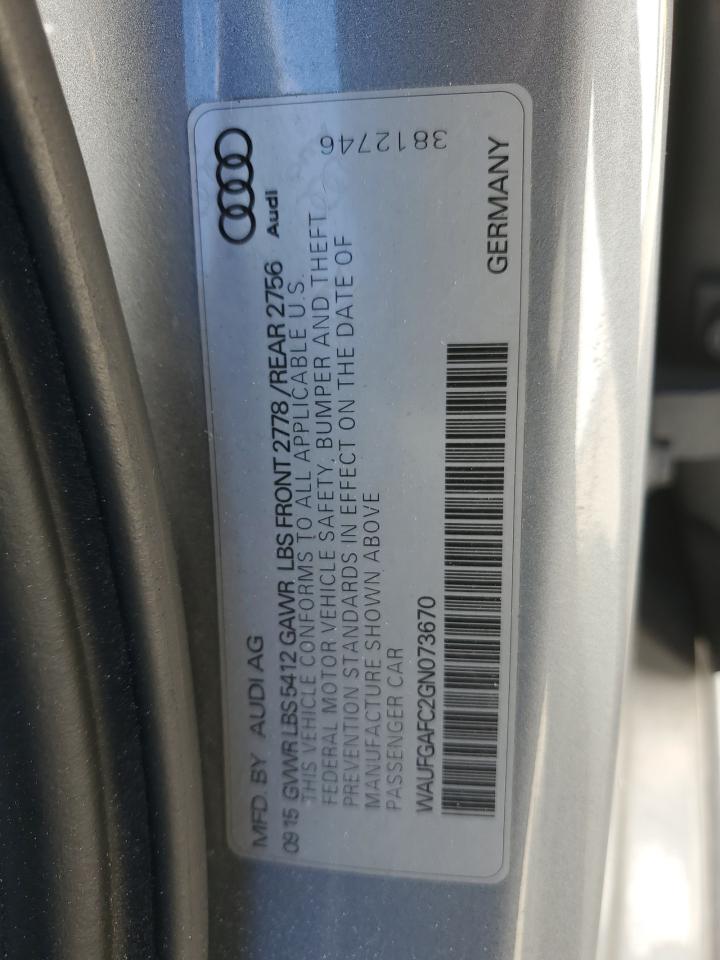 2016 Audi A6 Premium Plus VIN: WAUFGAFC2GN073670 Lot: 89674545