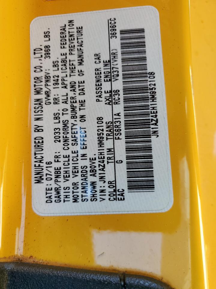 2017 Nissan 370Z Base VIN: JN1AZ4EH1HM952108 Lot: 81993425