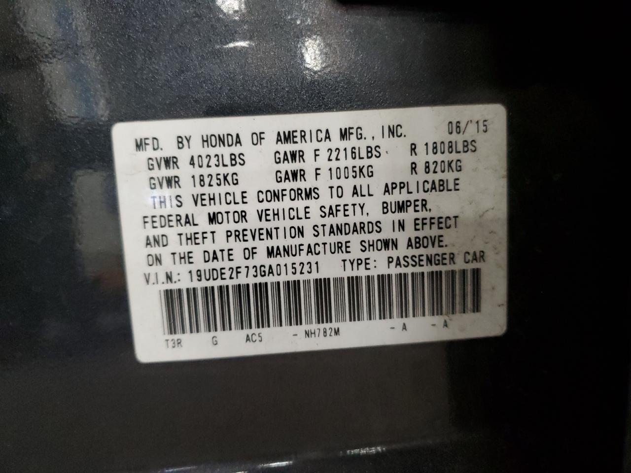 2016 Acura Ilx Premium VIN: 19UDE2F73GA015231 Lot: 86604055