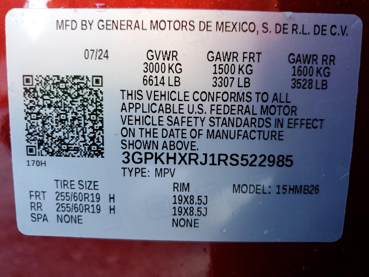 2024 Honda Prologue Tour VIN: 3GPKHXRJ1RS522985 Lot: 89824325