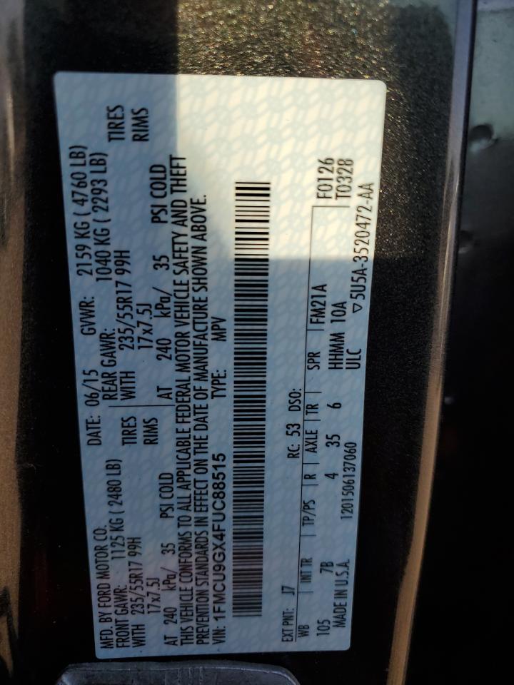 2015 Ford Escape Se VIN: 1FMCU9GX4FUC88515 Lot: 81988265