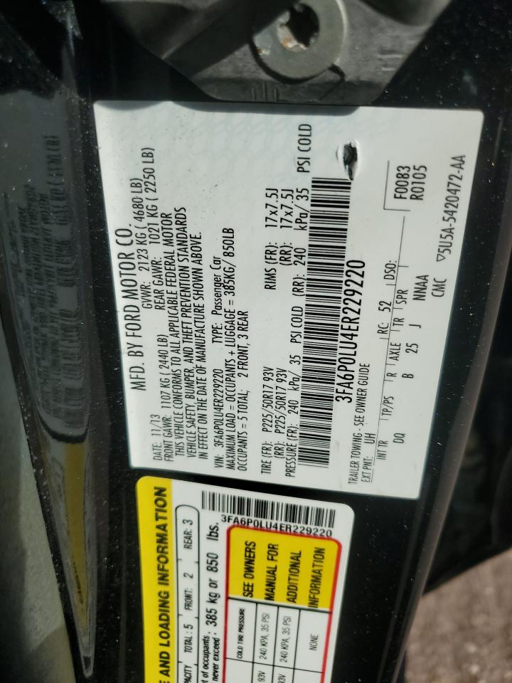 2014 Ford Fusion Se Hybrid VIN: 3FA6P0LU4ER229220 Lot: 85162495