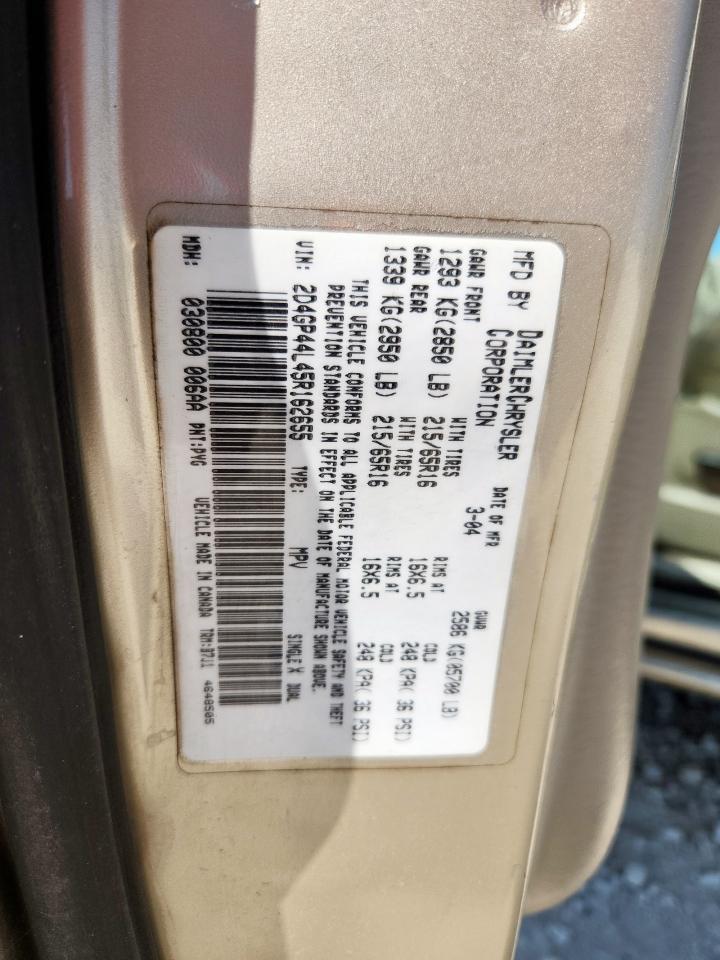 2005 Dodge Grand Caravan Sxt VIN: 2D4GP44L45R162655 Lot: 86268415