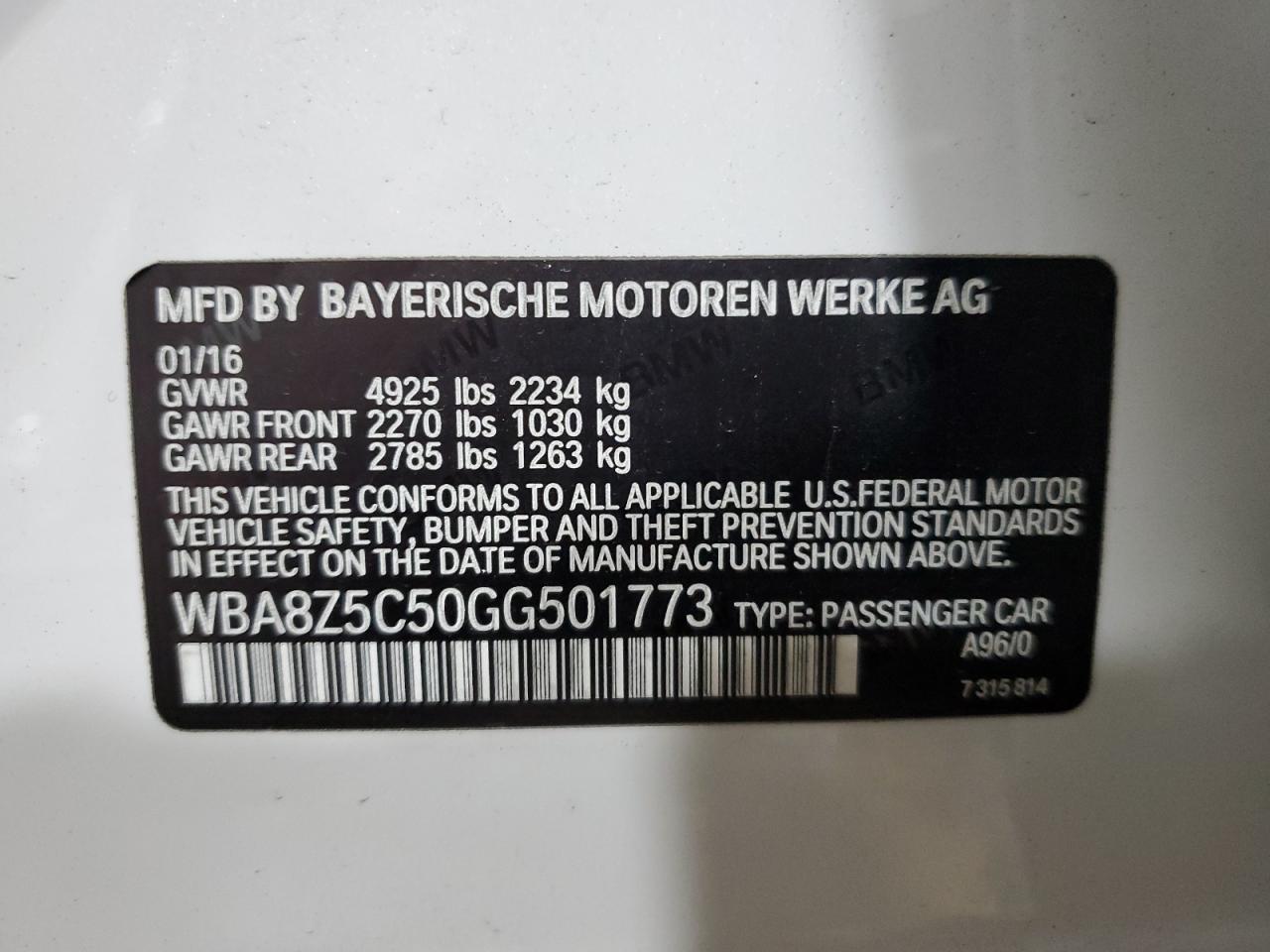 2016 BMW 328 Xigt Sulev VIN: WBA8Z5C50GG501773 Lot: 82263215