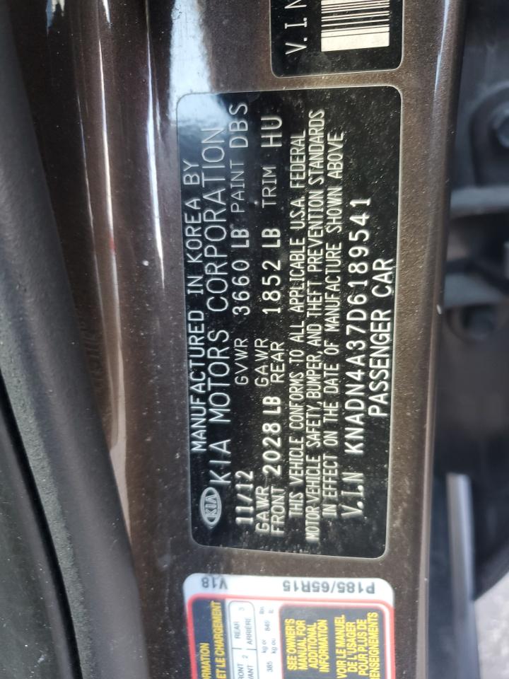 2013 Kia Rio Ex VIN: KNADN4A37D6189541 Lot: 82222535