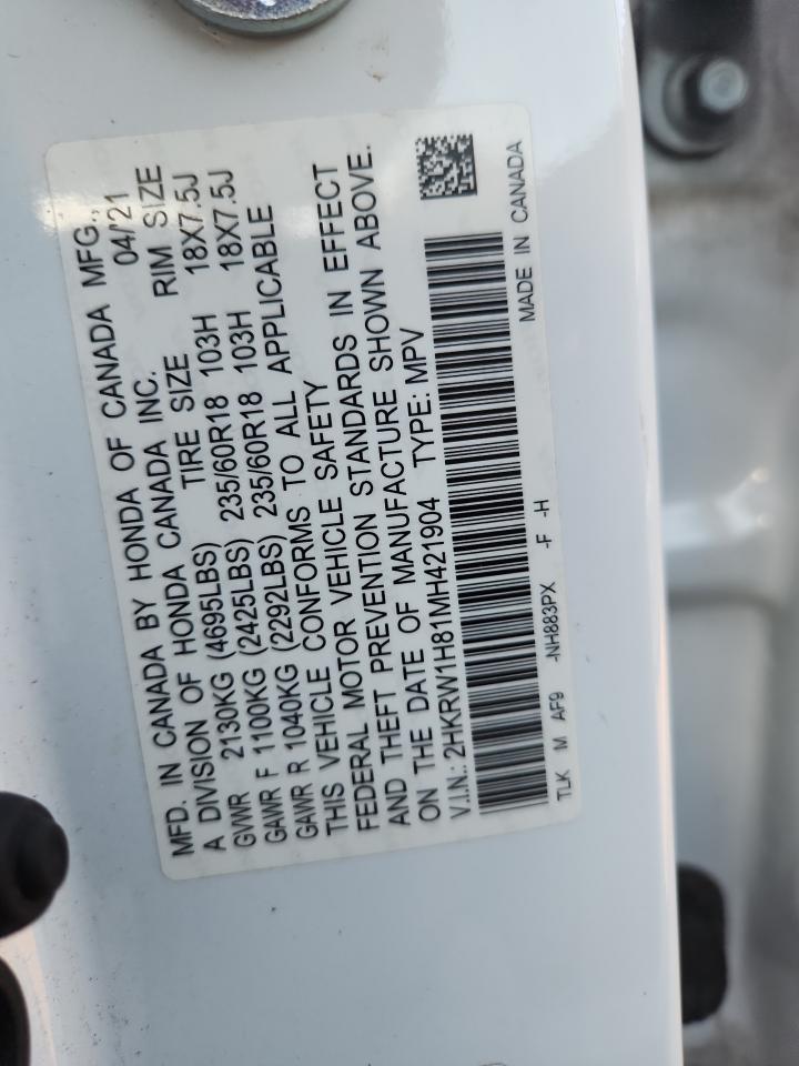 2021 Honda Cr-V Exl VIN: 2HKRW1H81MH421904 Lot: 82458815