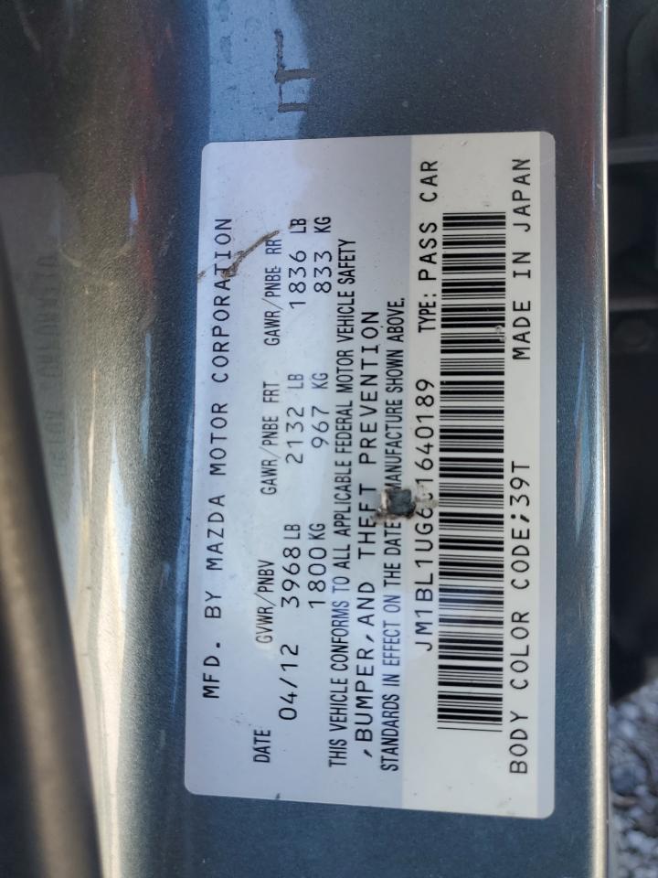 2012 Mazda 3 I VIN: JM1BL1UG6C1640189 Lot: 87292575