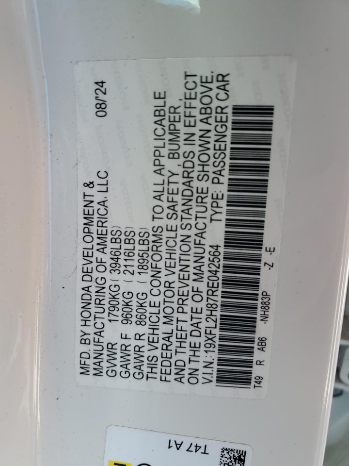 2024 Honda Civic Sport VIN: 19XFL2H87RE042564 Lot: 82329295