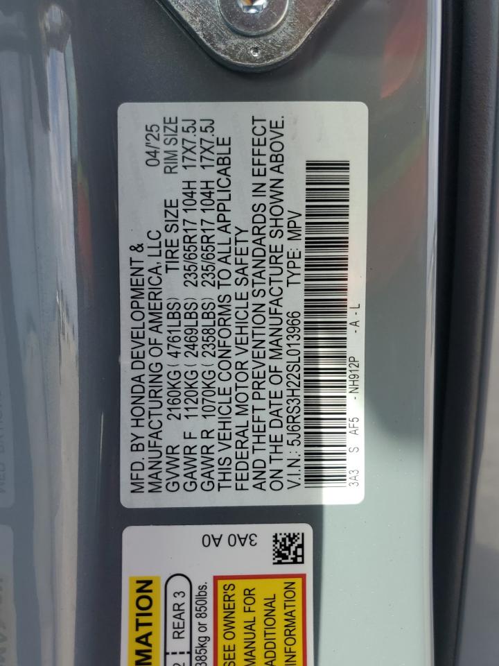 2025 Honda Cr-V Lx VIN: 5J6RS3H22SL013966 Lot: 81946945