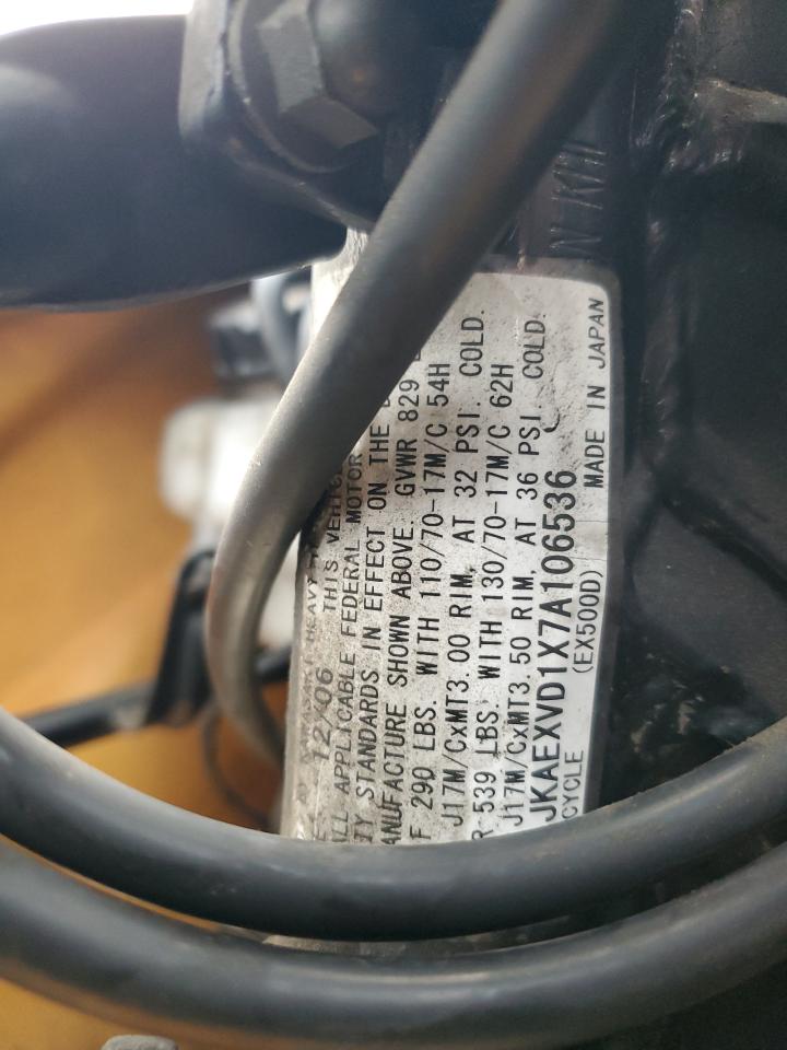 2007 Kawasaki Ex500 D VIN: JKAEXVD1X7A106536 Lot: 90088795