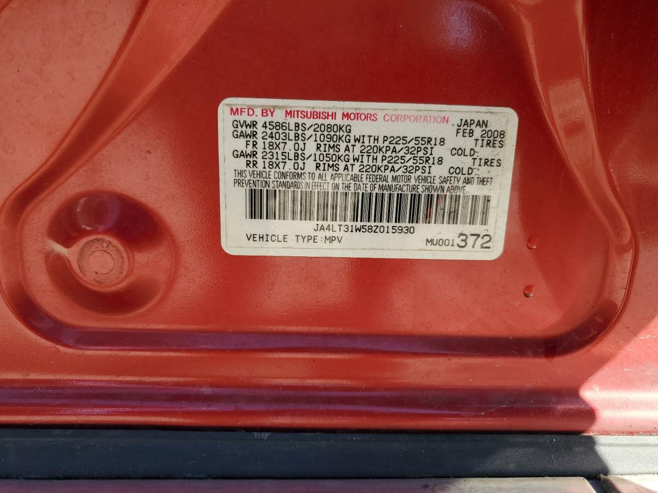 2008 Mitsubishi Outlander Se VIN: JA4LT31W58Z015930 Lot: 82254245