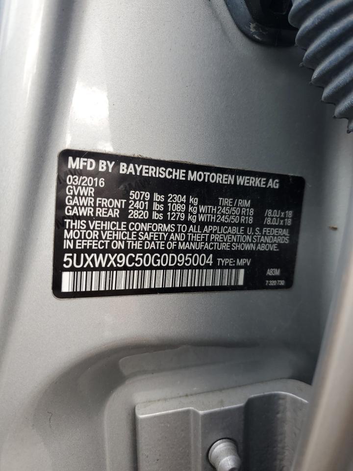 2016 BMW X3 xDrive28I VIN: 5UXWX9C50G0D95004 Lot: 87428215