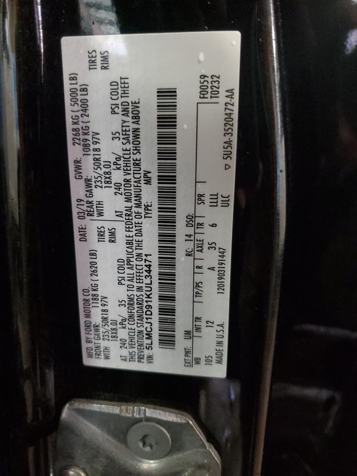 2019 Lincoln Mkc VIN: 5LMCJ1D91KUL34471 Lot: 86492875