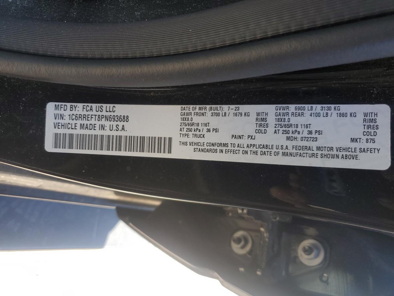 2023 Ram 1500 Big Horn/Lone Star VIN: 1C6RREFT8PN693688 Lot: 86060005