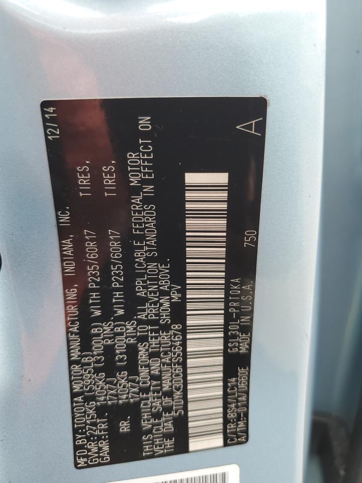 2015 Toyota Sienna Xle VIN: 5TDYK3DC6FS564678 Lot: 86157355