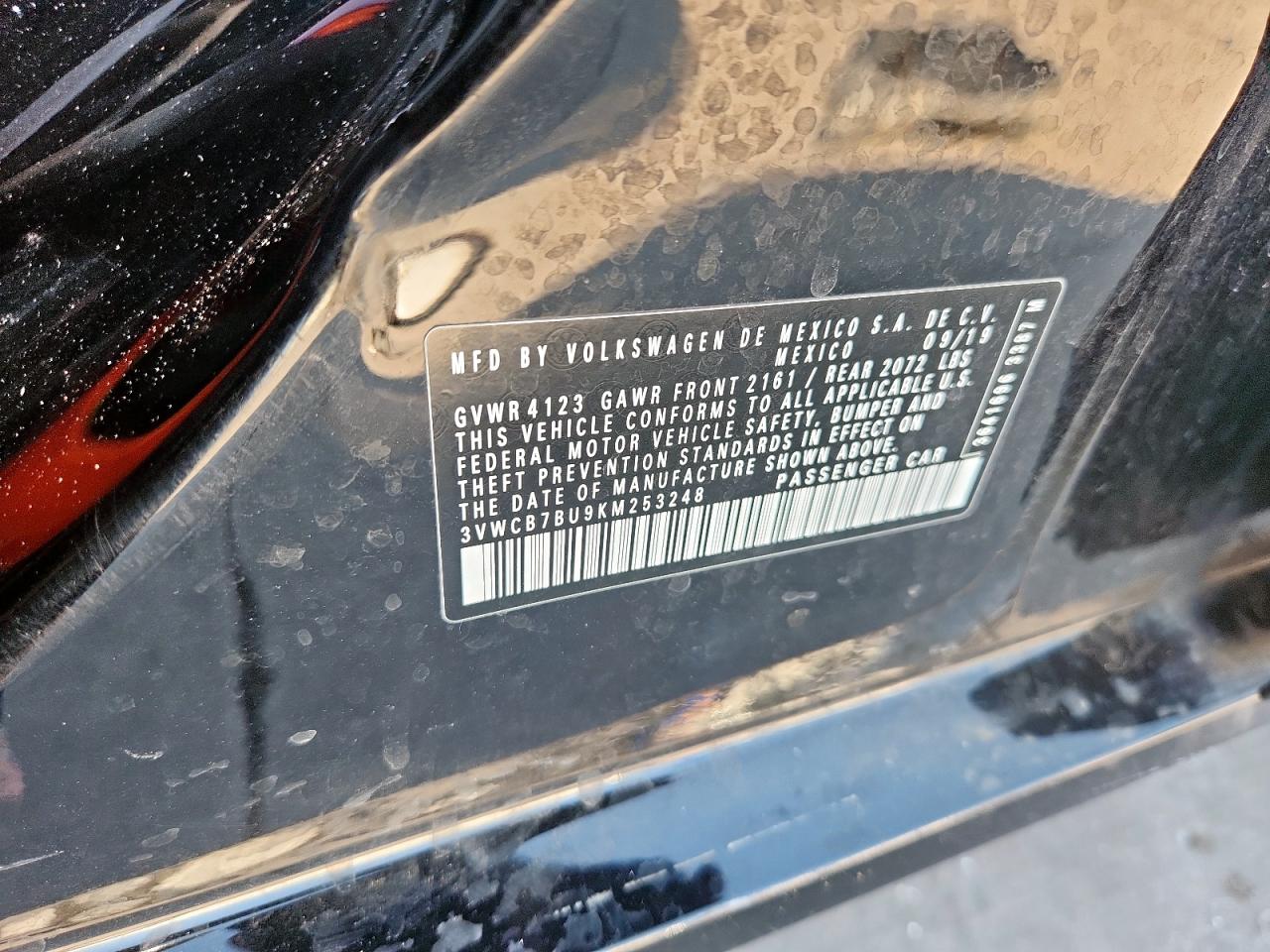 2019 Volkswagen Jetta S VIN: 3VWCB7BU9KM253248 Lot: 82267725