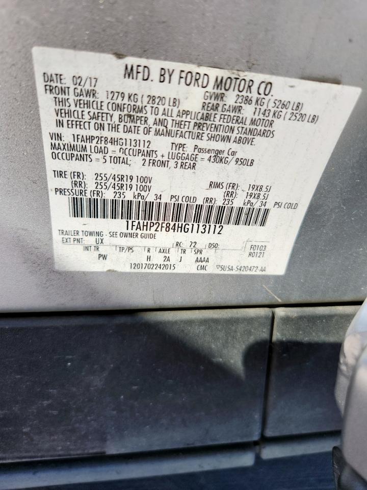 2017 Ford Taurus Limited VIN: 1FAHP2F84HG113112 Lot: 86116335