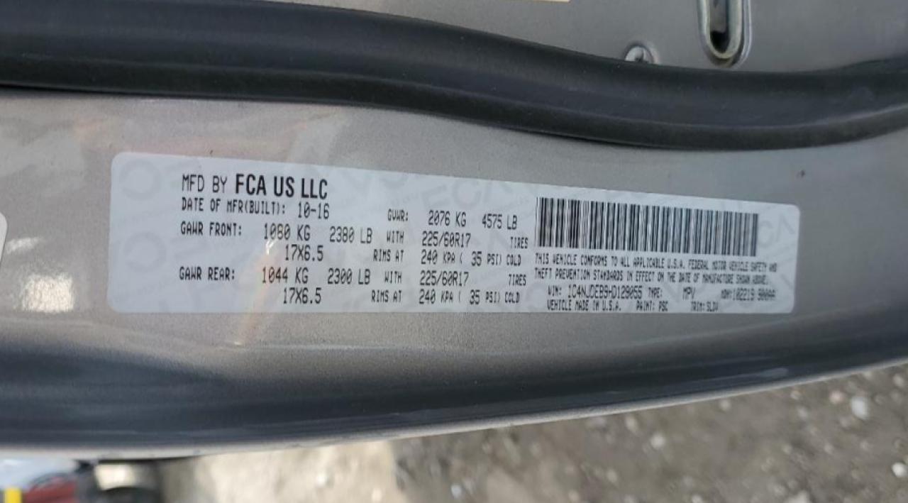 2017 Jeep Compass Latitude VIN: 1C4NJDEB9HD129055 Lot: 89626765