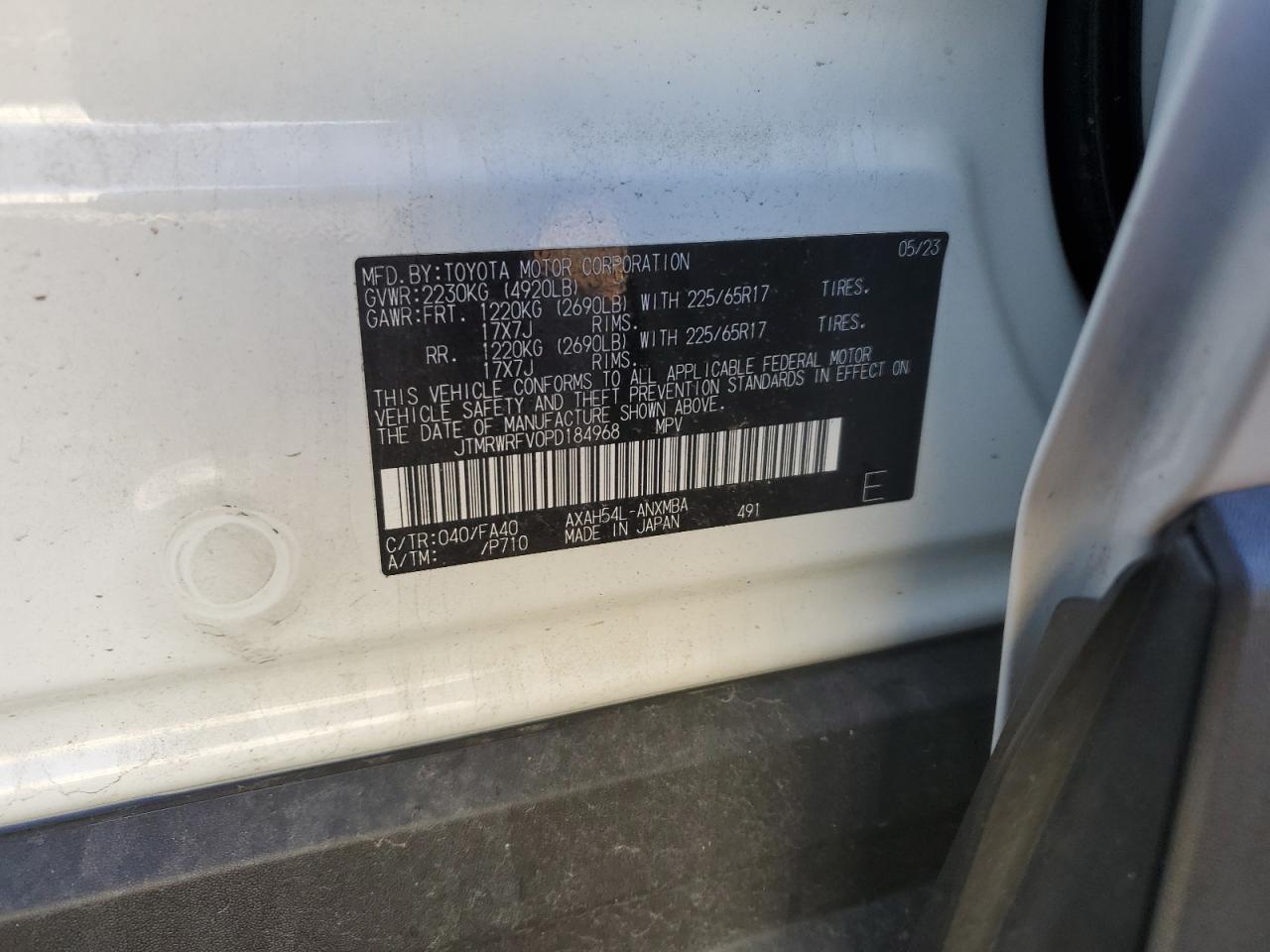 2023 Toyota Rav4 Xle VIN: JTMRWRFV0PD184968 Lot: 82388235