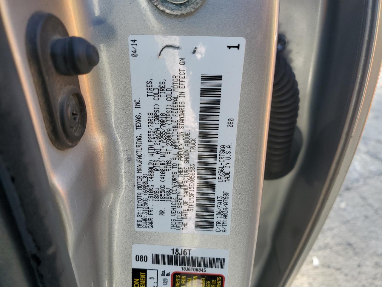 2014 Toyota Tundra Double Cab Sr VIN: 5TFUM5F15EX056503 Lot: 84174245