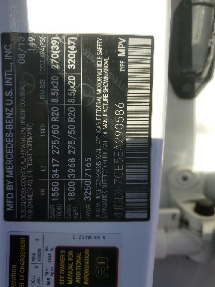 2014 Mercedes-Benz Gl 450 4Matic VIN: 4JGDF7CE5EA290586 Lot: 85952805