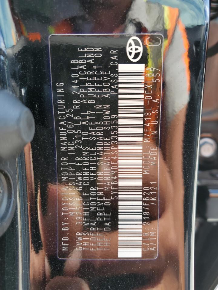 2025 Toyota Corolla Le VIN: 5YFB4MDE4SP335359 Lot: 85564435