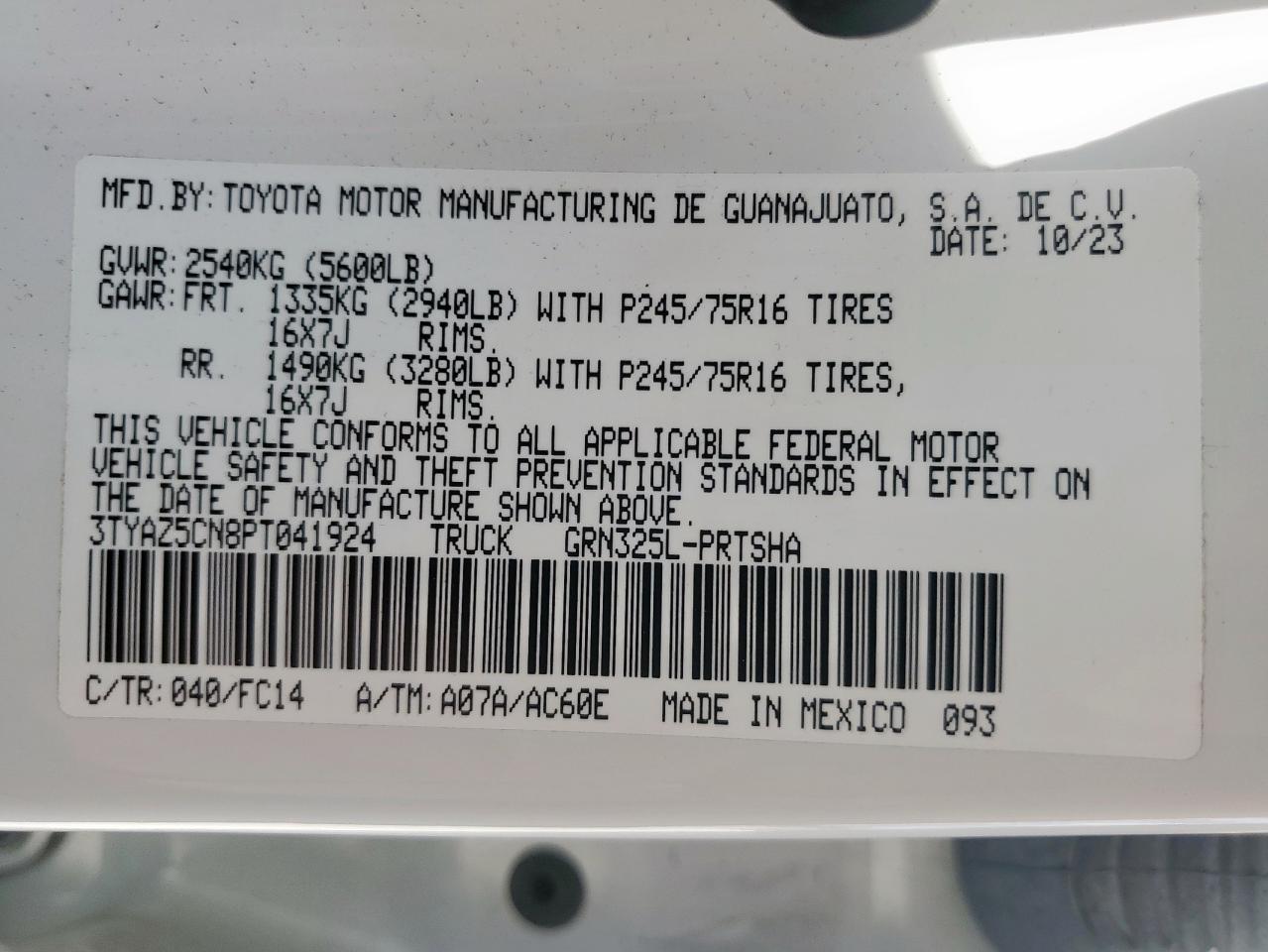2023 Toyota Tacoma Double Cab VIN: 3TYAZ5CN8PT041924 Lot: 85926705