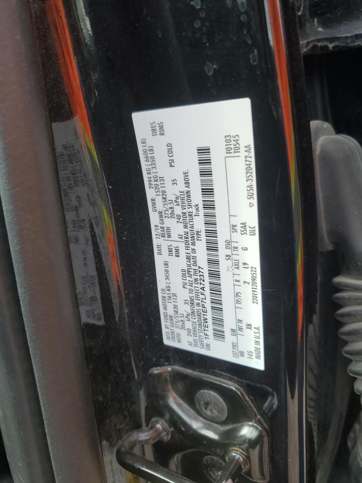 2020 Ford F150 Supercrew VIN: 1FTEW1EP7LFA72377 Lot: 85841535