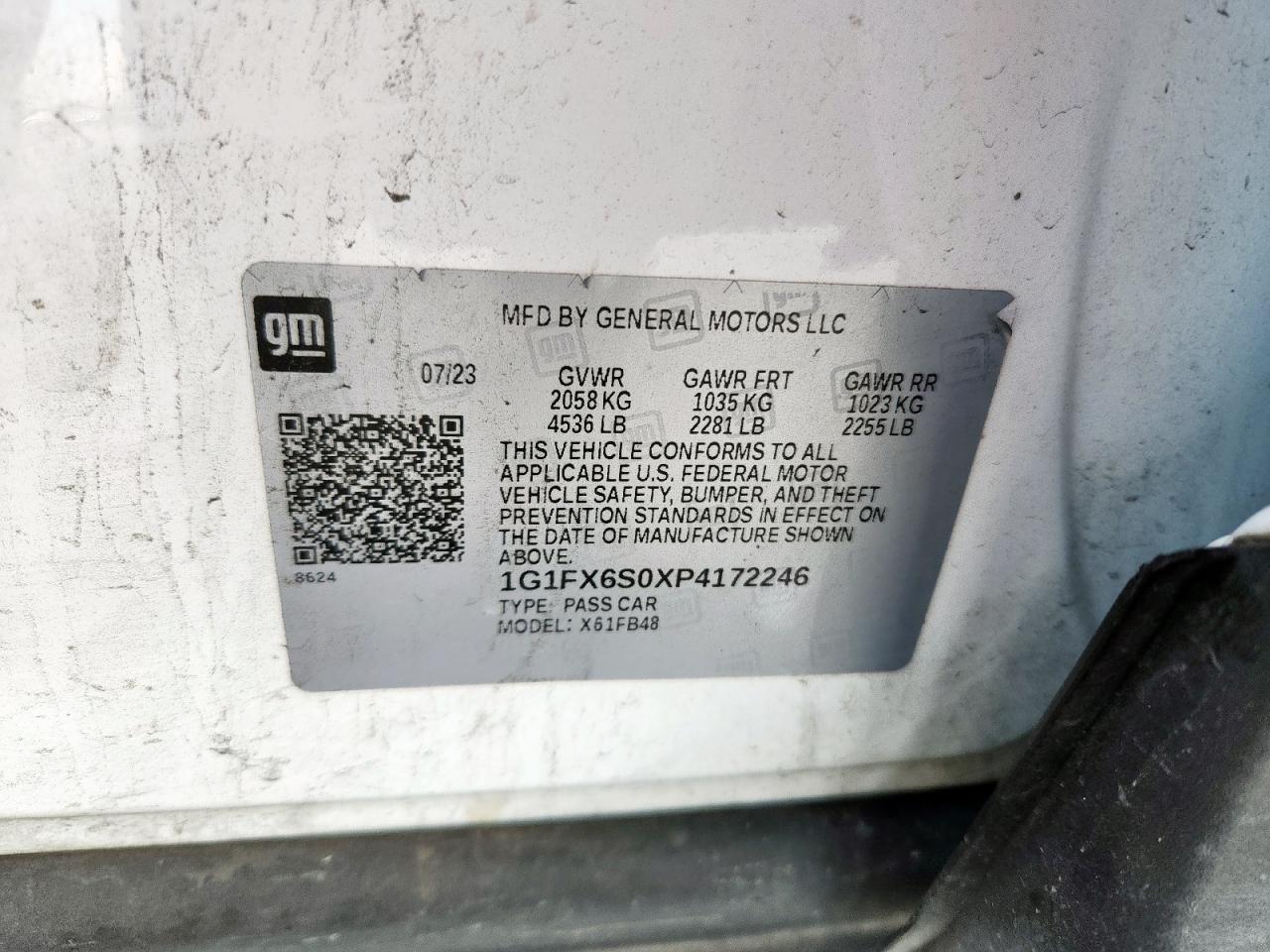 2023 Chevrolet Bolt Ev 2Lt VIN: 1G1FX6S0XP4172246 Lot: 85882295