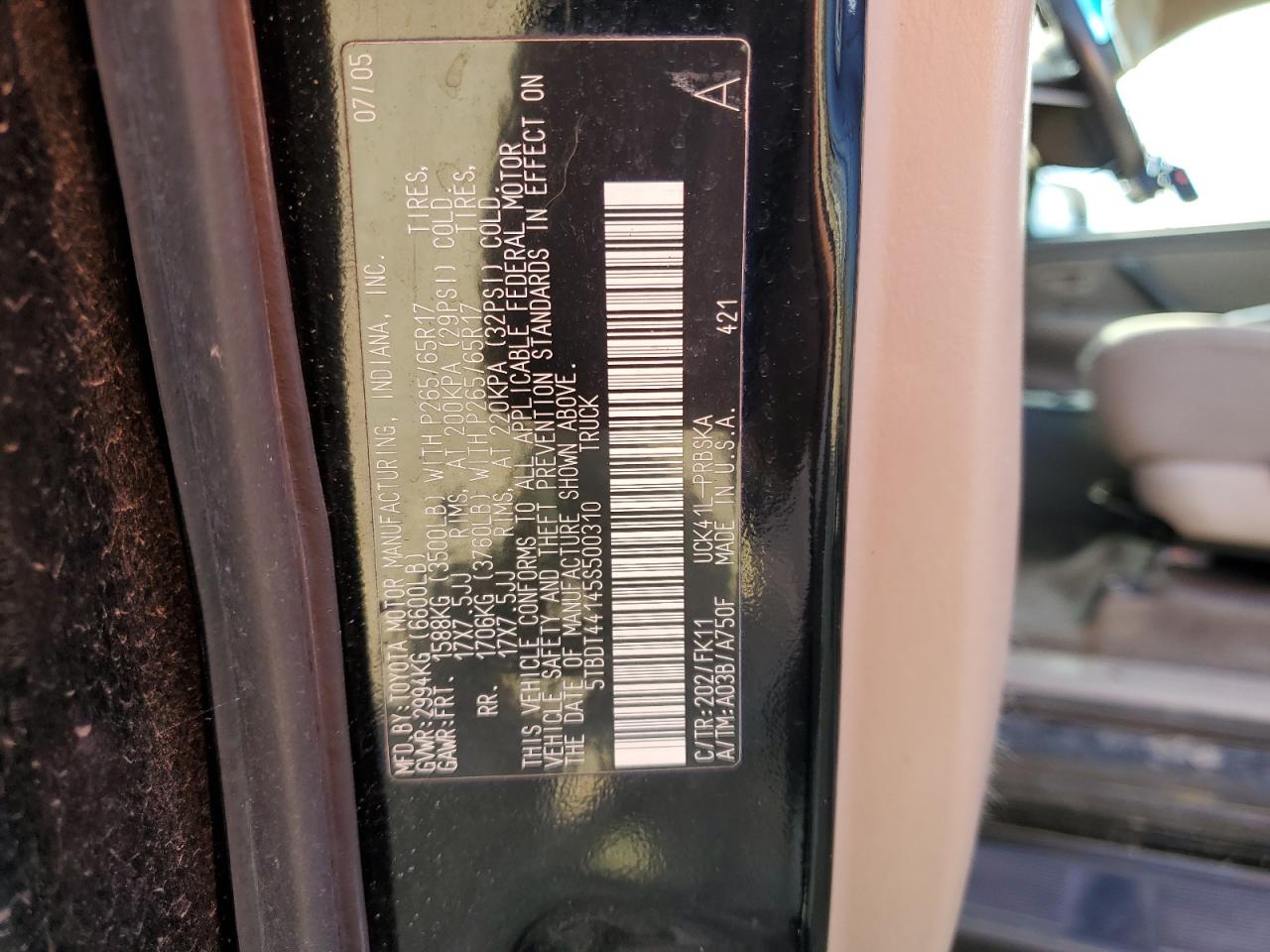 2005 Toyota Tundra Double Cab Sr5 VIN: 5TBDT44145S500310 Lot: 81974295