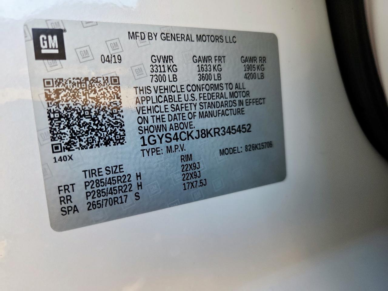 2019 Cadillac Escalade Premium Luxury VIN: 1GYS4CKJ8KR345452 Lot: 91029915