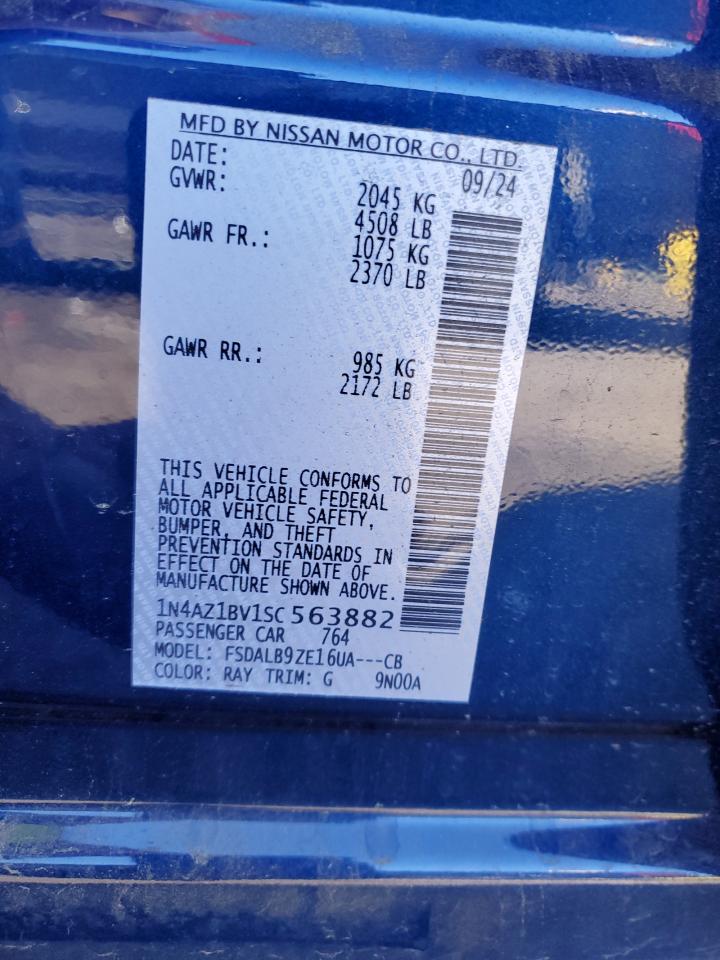 2025 Nissan Leaf S VIN: 1N4AZ1BV1SC563882 Lot: 85202405