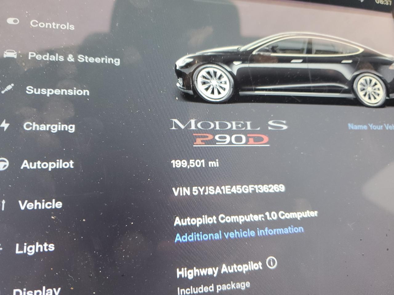 2016 Tesla Model S VIN: 5YJSA1E45GF136269 Lot: 86040095