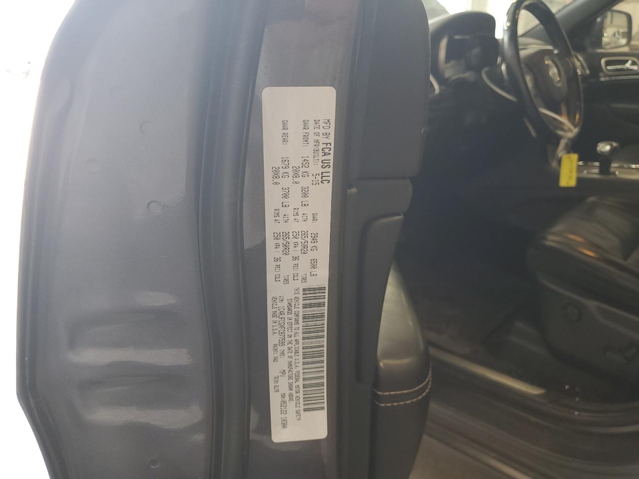 2015 Jeep Grand Cherokee Overland VIN: 1C4RJFCGXFC877599 Lot: 82388315