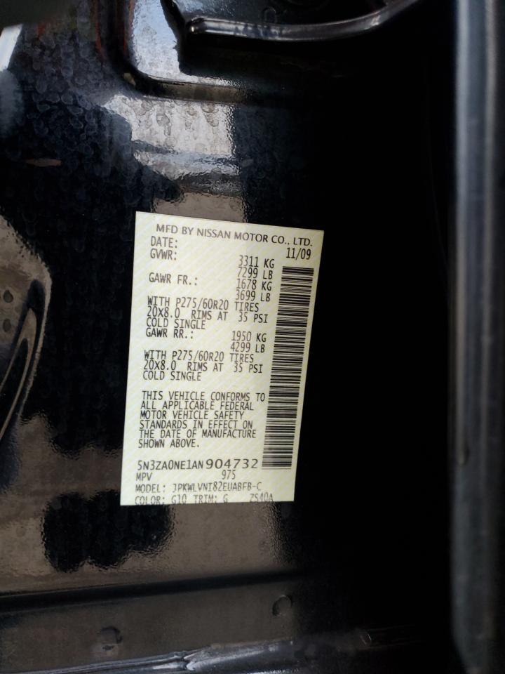 2010 Infiniti Qx56 VIN: 5N3ZA0NE1AN904732 Lot: 82609975