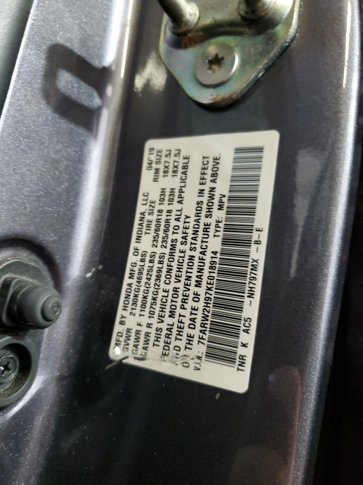 2019 Honda Cr-V Touring VIN: 7FARW2H97KE018914 Lot: 81933065