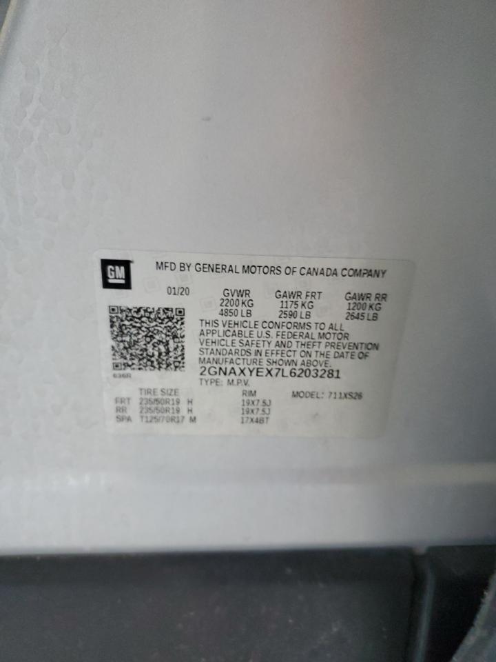 2020 Chevrolet Equinox Premier VIN: 2GNAXYEX7L6203281 Lot: 85529645