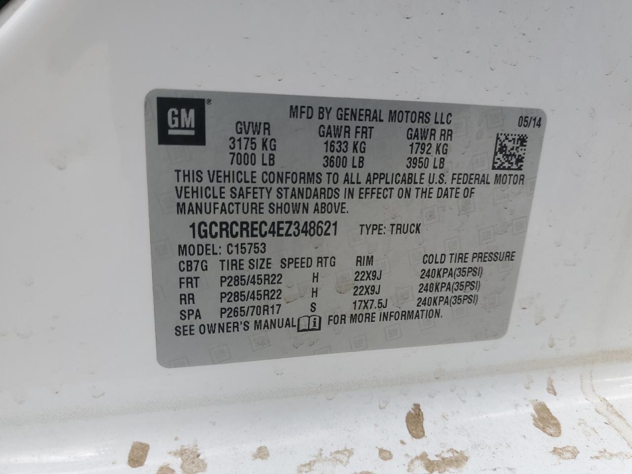 2014 Chevrolet Silverado C1500 Lt VIN: 1GCRCREC4EZ348621 Lot: 82337135