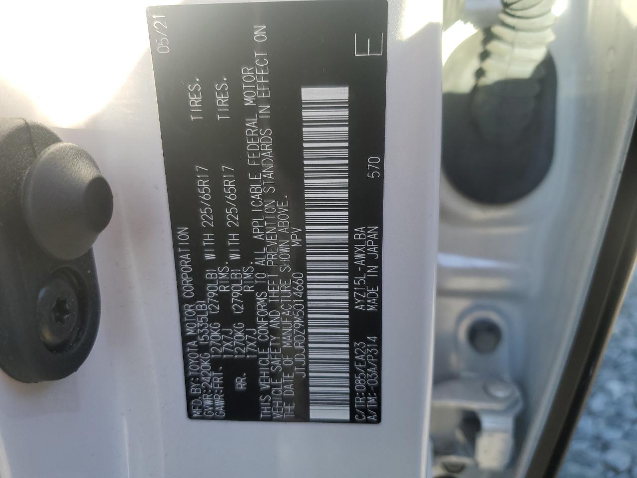 2021 Lexus Nx 300H Base VIN: JTJDJRDZ9M5014660 Lot: 87410325