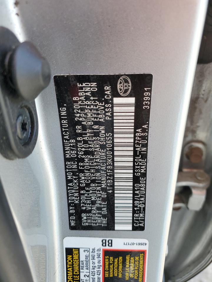 2019 Toyota Avalon Xle VIN: 4T1BZ1FB3KU010655 Lot: 84949245