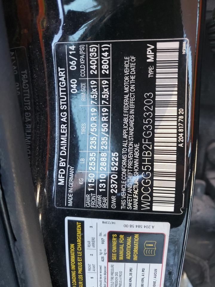 2015 Mercedes-Benz Glk 350 VIN: WDCGG5HB2FG353203 Lot: 86833615