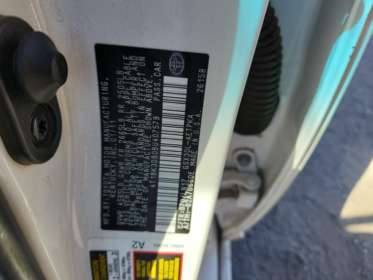 2011 Toyota Avalon Base VIN: 4T1BK3DB0BU407579 Lot: 89886305