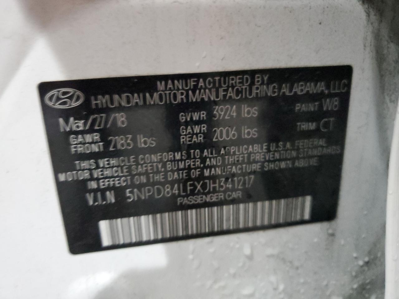 2018 Hyundai Elantra Sel VIN: 5NPD84LFXJH341217 Lot: 84957605