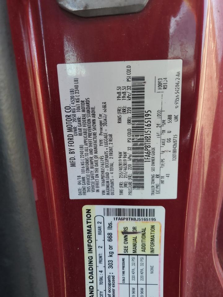 2018 Ford Mustang VIN: 1FA6P8TH8J5165195 Lot: 86145355