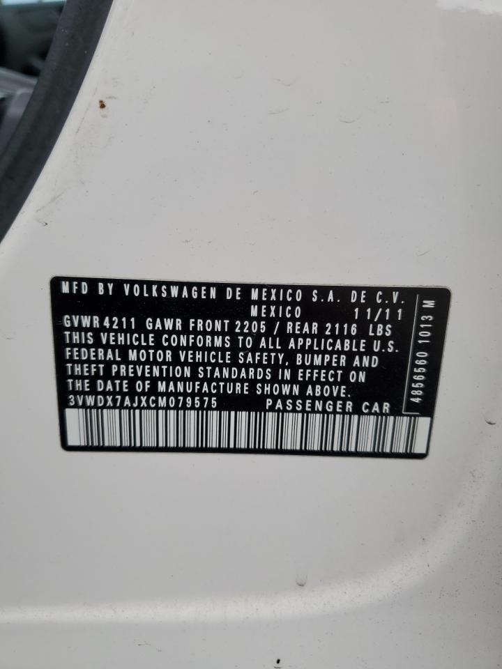 2012 Volkswagen Jetta Se VIN: 3VWDX7AJXCM079575 Lot: 85899195