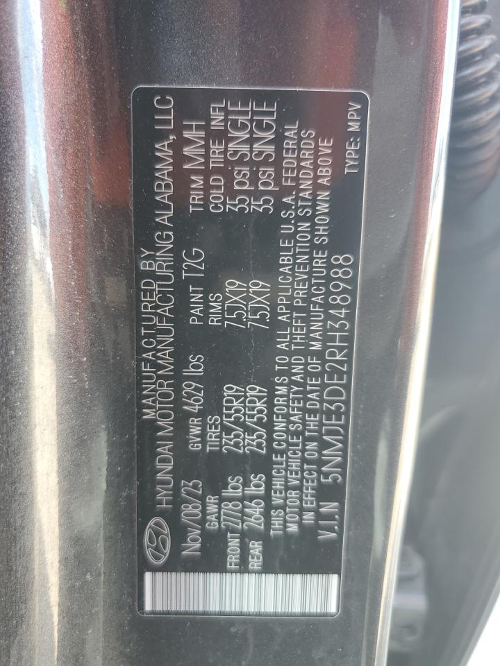 2024 Hyundai Tucson VIN: 5NMJE3DE2RH348988 Lot: 81849955