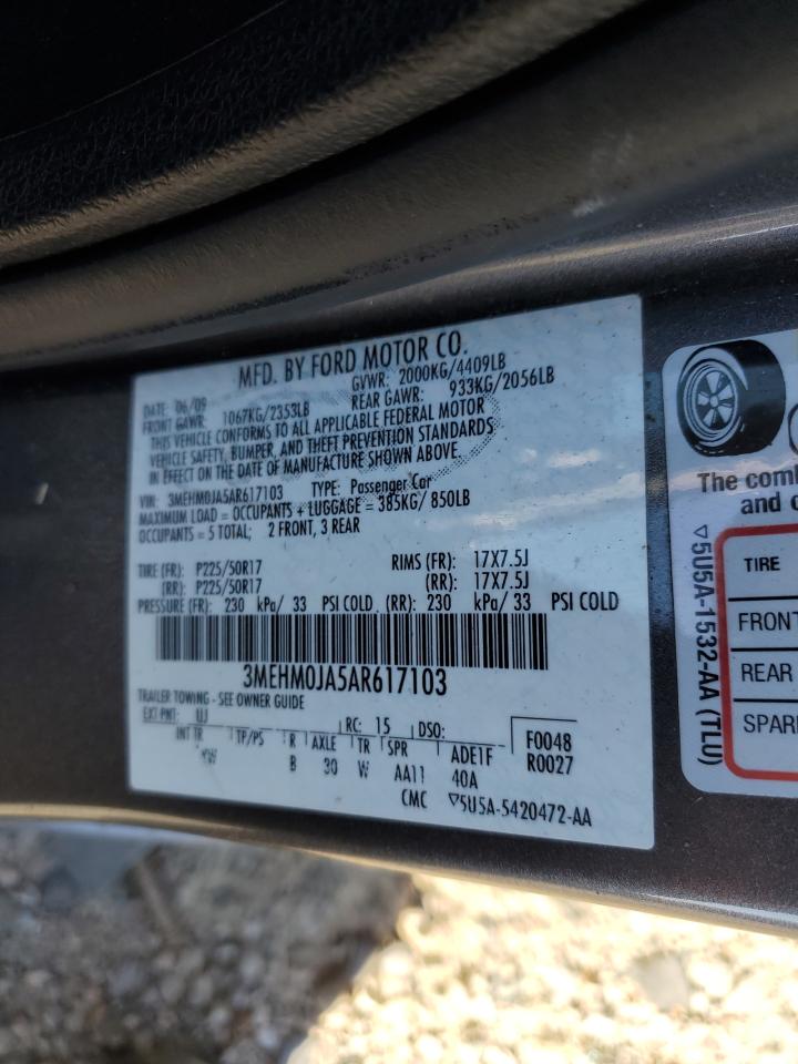 2010 Mercury Milan Premier VIN: 3MEHM0JA5AR617103 Lot: 85172835