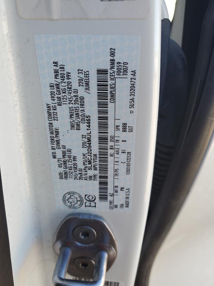 2021 Lincoln Corsair Reserve VIN: 5LMCJ2D94MUL14465 Lot: 84778245