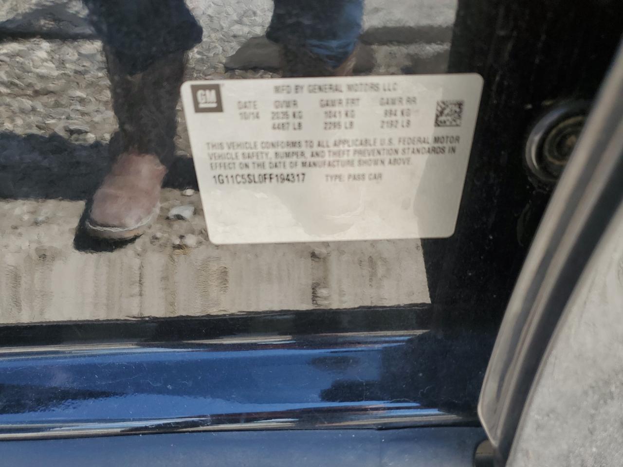 2015 Chevrolet Malibu 1Lt VIN: 1G11C5SL0FF194317 Lot: 84613945